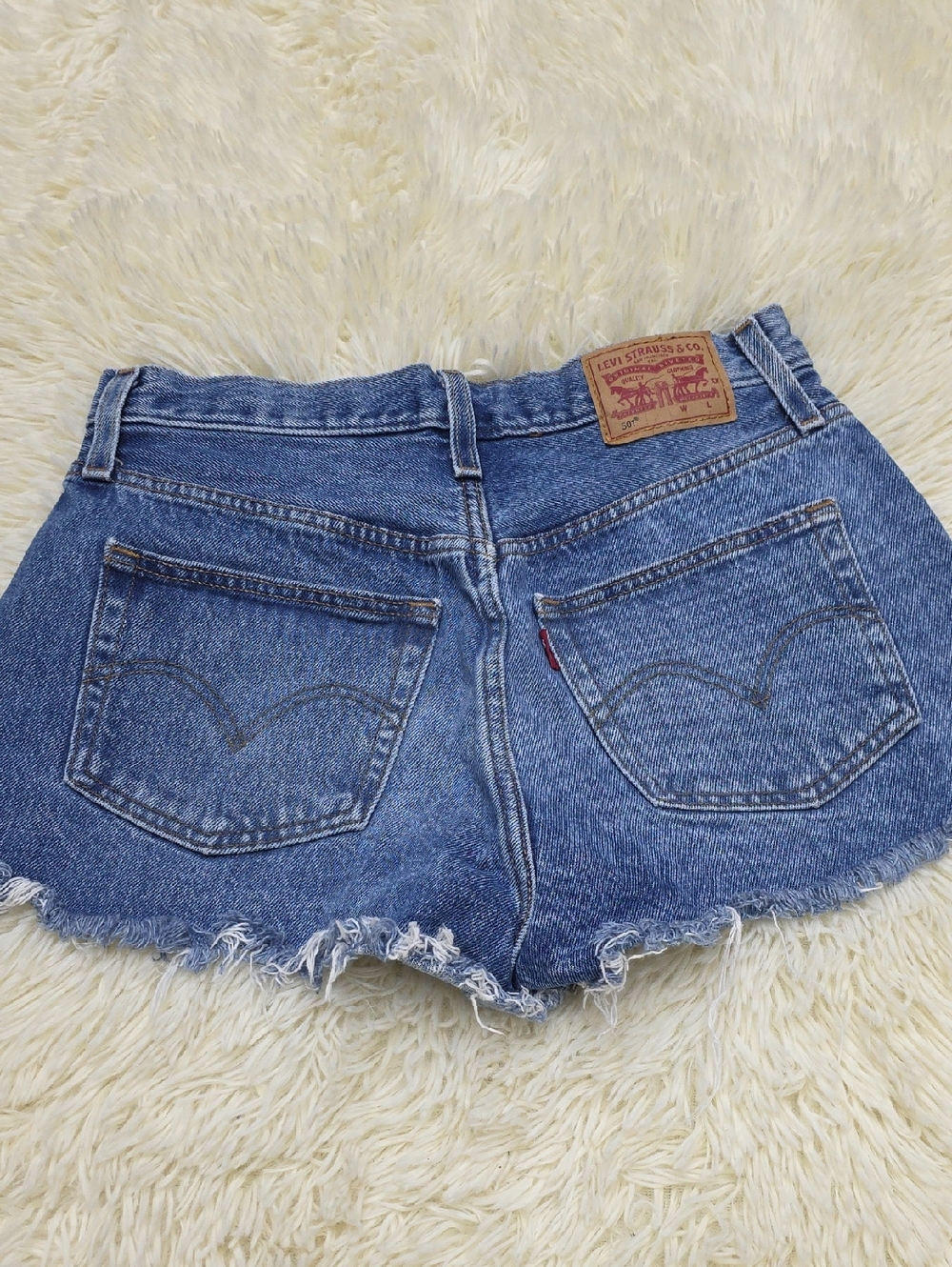 Levi's Blue Frayed Hem Denim Cutoff Shorts